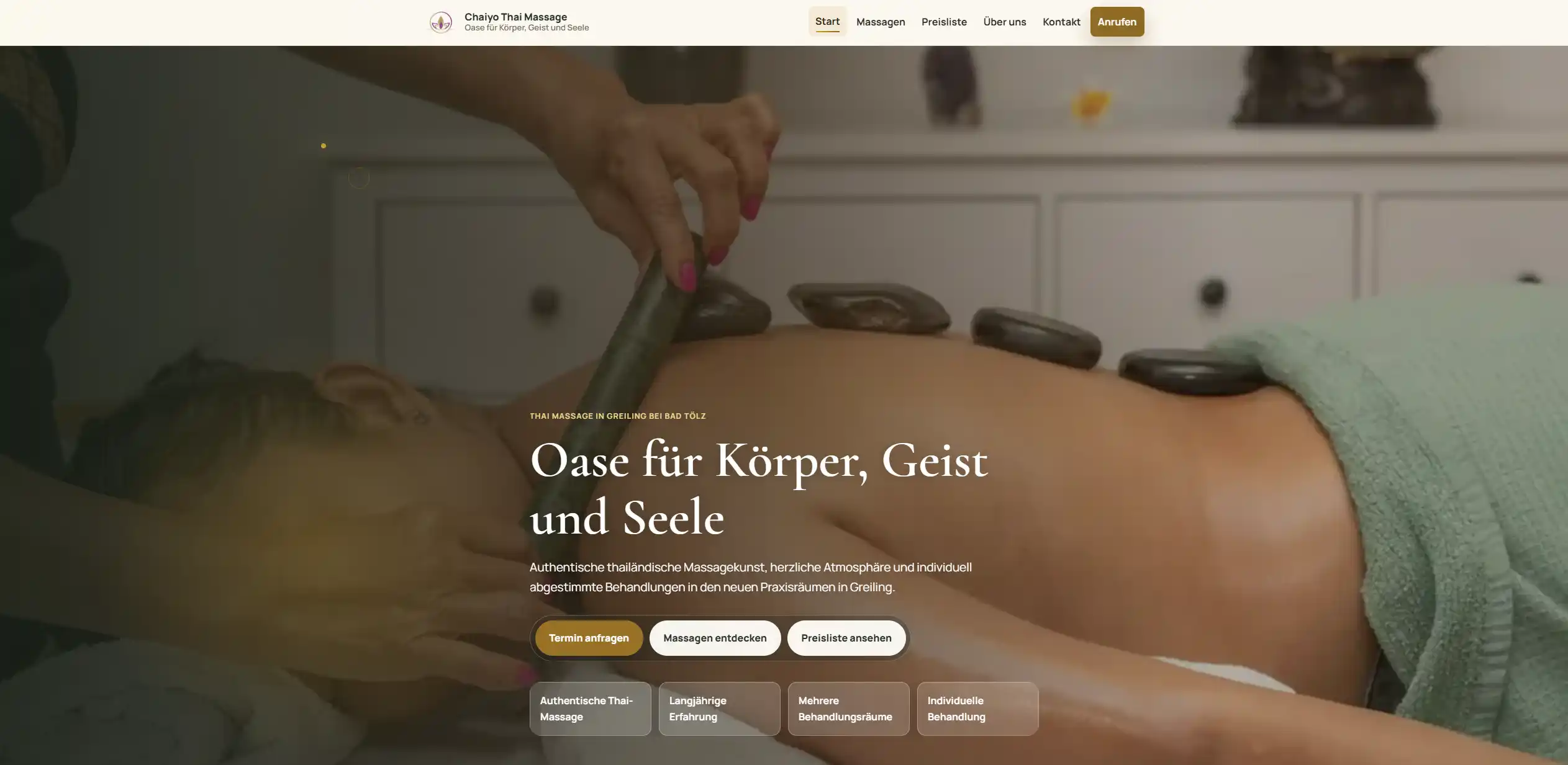 Website von Chaiyo Thai Massage